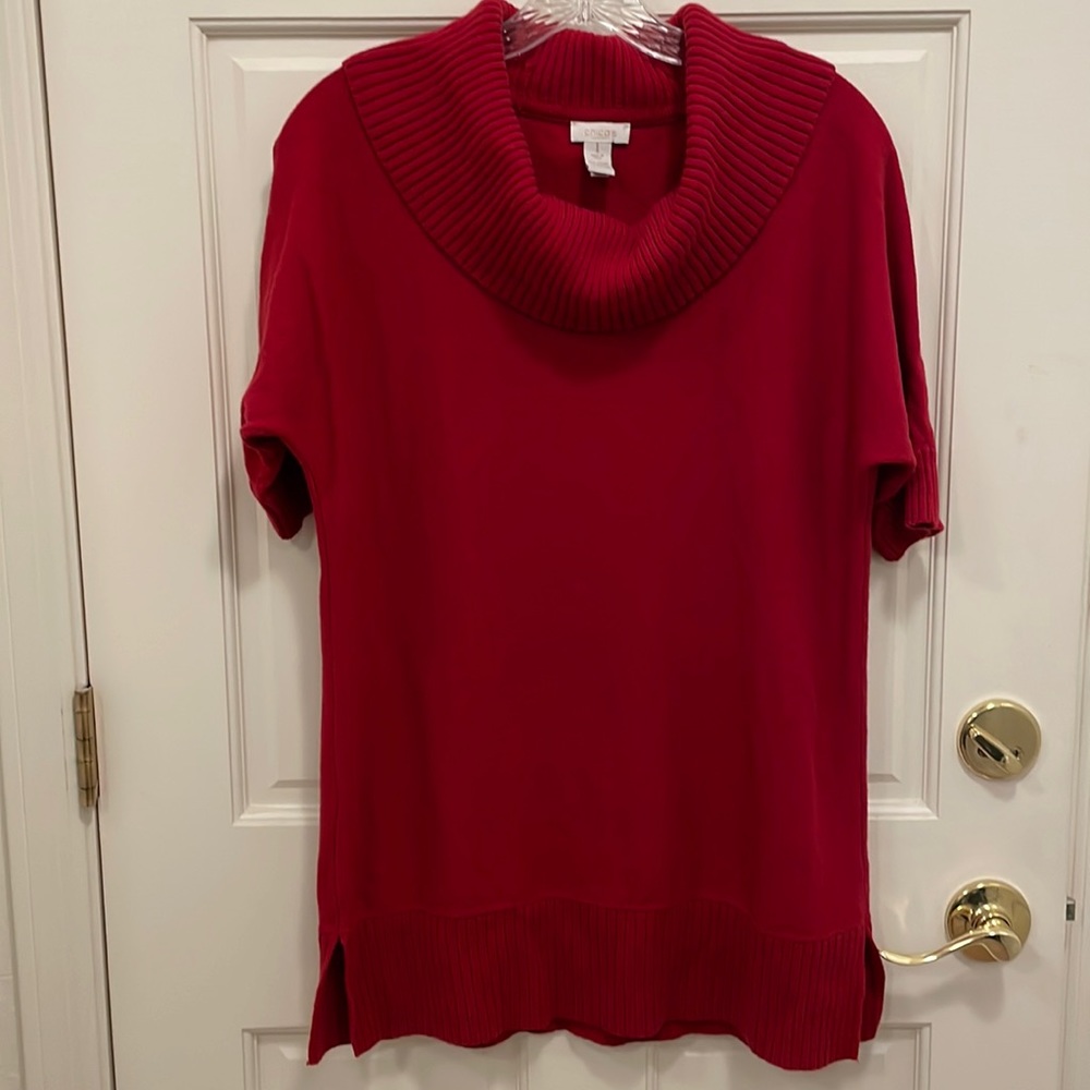 Chico’s red cowl neck sweater size 8